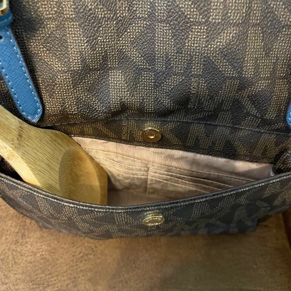 Michael Kors Brown and Blue Monogram Tote - Picture 13 of 15